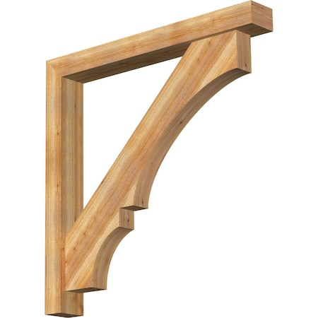 Ekena Millwork Balboa Block Rough Sawn Bracket w/ Offset Brace, Western Red Cedar, 6"W x 48"D x 48"H BKT0604X48X48BOA05RWR